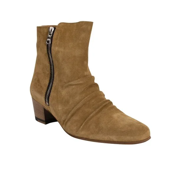 AMIRI | Shoes | Amiri Tan Suede Stack Ankle Boots Shoe Size  display picture 2